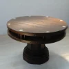 Clearance Pamono Antique Round Carved Wood Game Table, 1900s