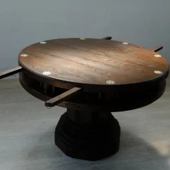 Clearance Pamono Antique Round Carved Wood Game Table, 1900s