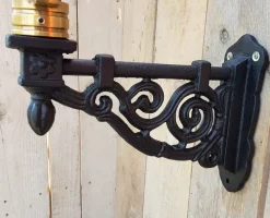 Outlet Pamono Antique Round Cast Iron and Copper Wall Lantern