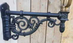 Pamono Antique Round Cast Iron and Copper Wall Lantern