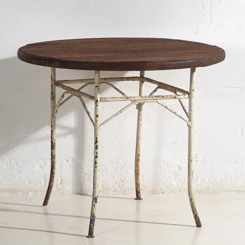 Outlet Pamono Antique Round Metal Outdoor Table, France, 1900s