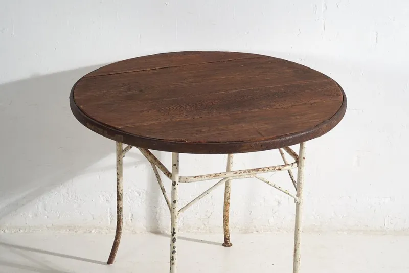 Outlet Pamono Antique Round Metal Outdoor Table, France, 1900s