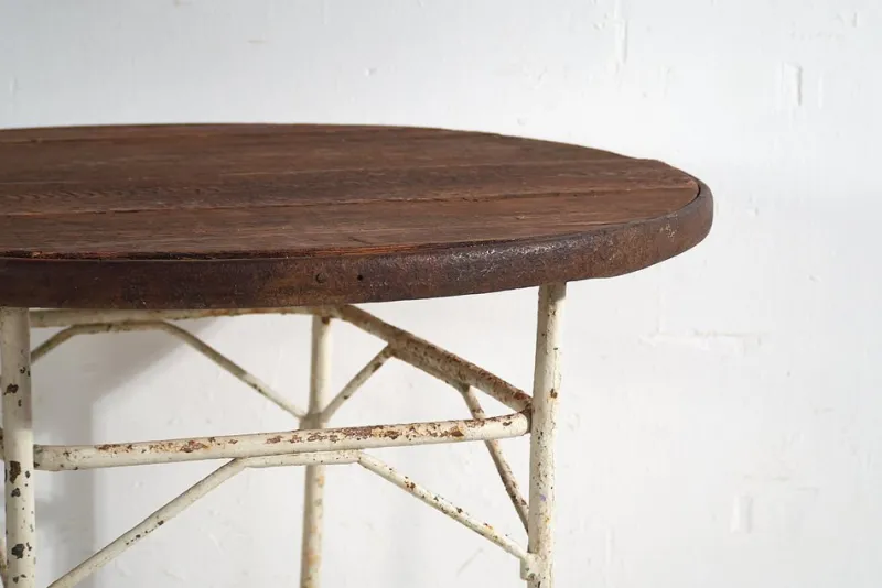 Outlet Pamono Antique Round Metal Outdoor Table, France, 1900s
