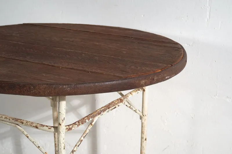 Outlet Pamono Antique Round Metal Outdoor Table, France, 1900s