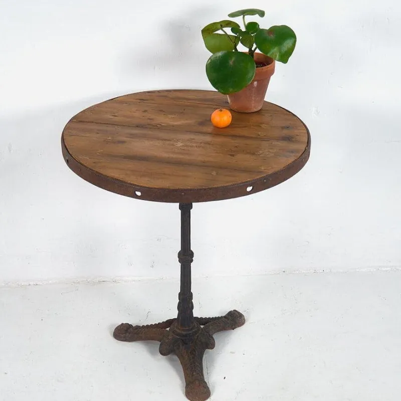 Pamono Antique Round Terrace Table, 1900s> Garden Tables