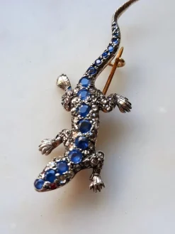 Hot Pamono Antique Sapphire Lizard Brooch