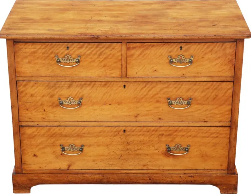 Pamono Antique Satin Walnut Chest of Drawers, 19th Century> Dressers, Commodes & Chests