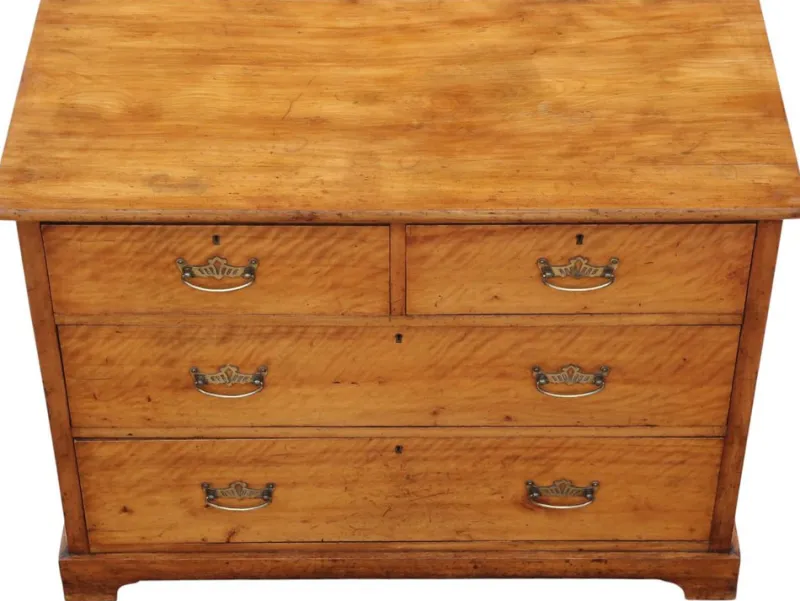 Pamono Antique Satin Walnut Chest of Drawers, 19th Century> Dressers, Commodes & Chests