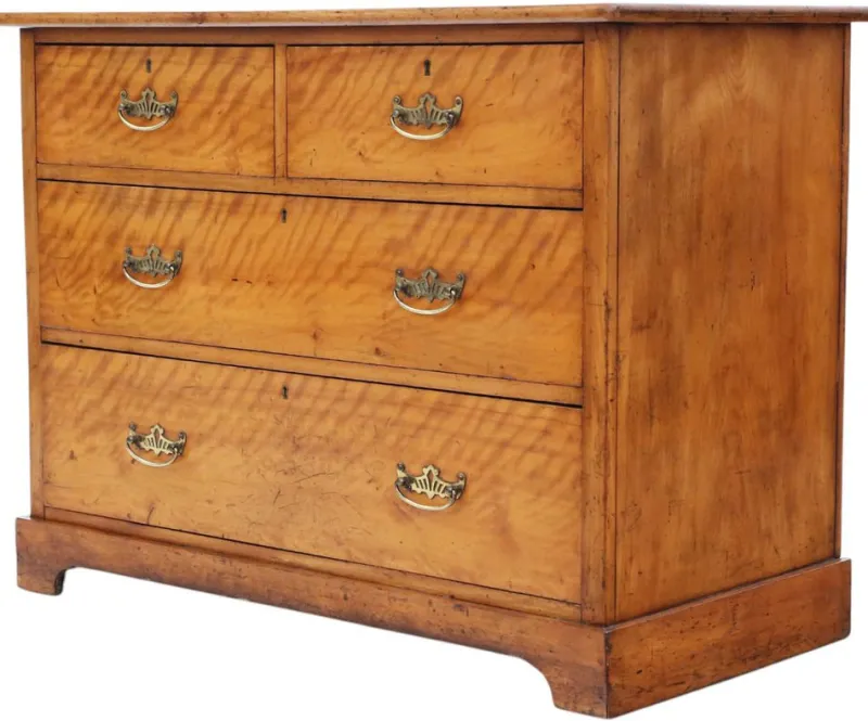 Pamono Antique Satin Walnut Chest of Drawers, 19th Century> Dressers, Commodes & Chests