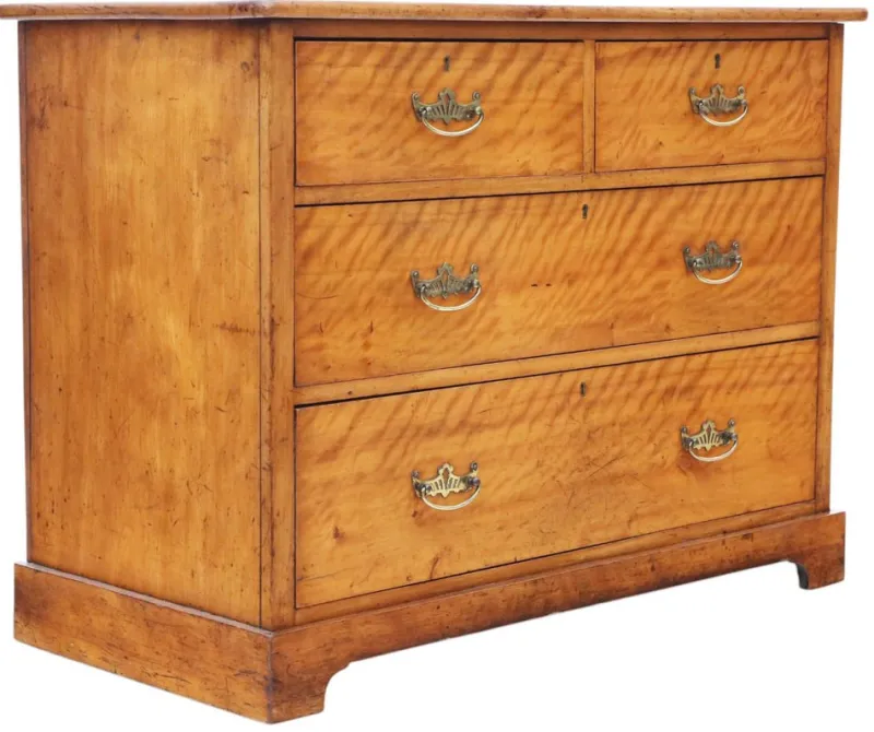 Pamono Antique Satin Walnut Chest of Drawers, 19th Century> Dressers, Commodes & Chests