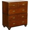 New Pamono Antique Satinwood Military Campaign Chest of Drawers, 1800s