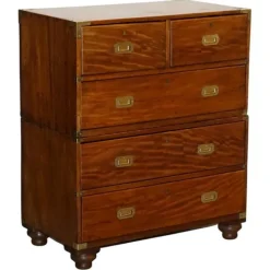 New Pamono Antique Satinwood Military Campaign Chest of Drawers, 1800s