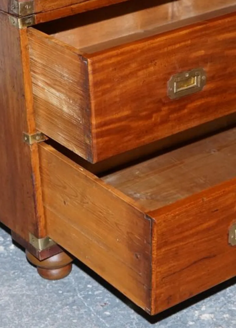 New Pamono Antique Satinwood Military Campaign Chest of Drawers, 1800s