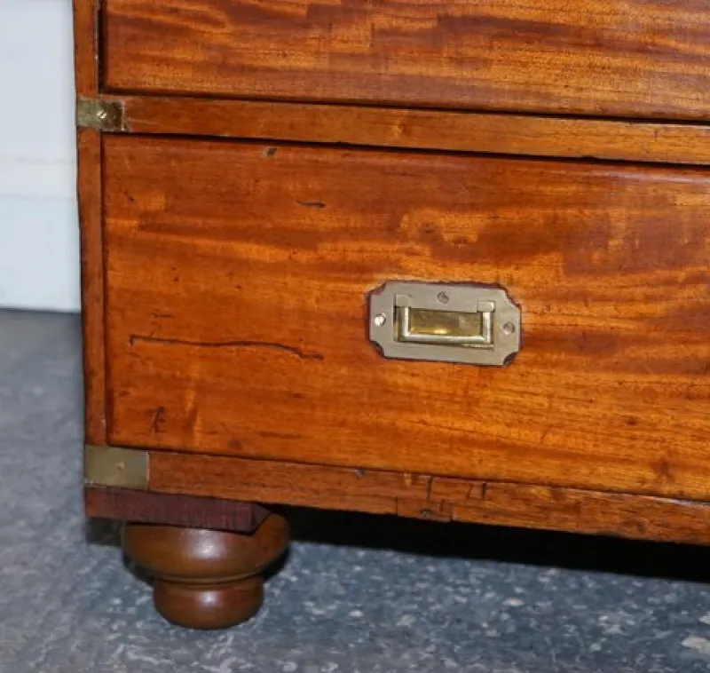 New Pamono Antique Satinwood Military Campaign Chest of Drawers, 1800s