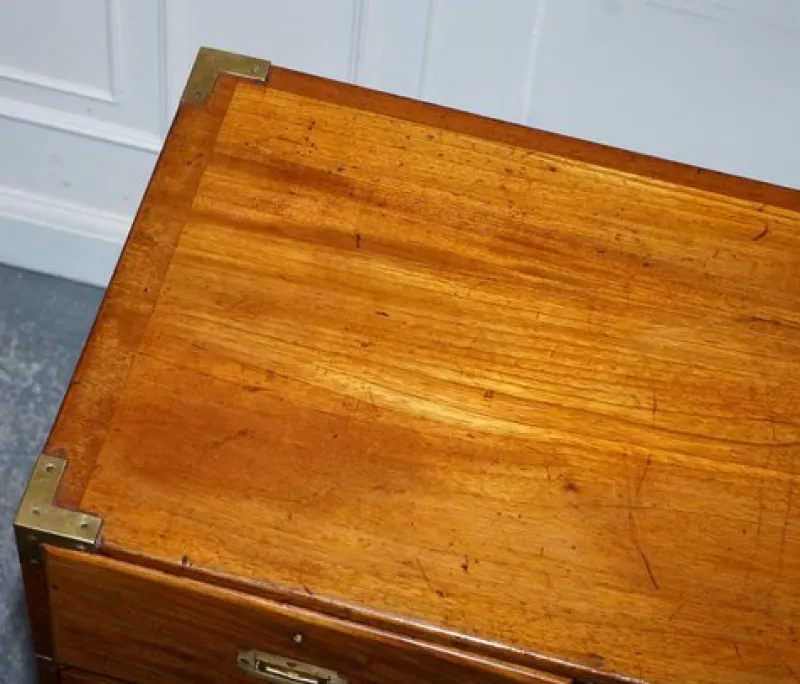 New Pamono Antique Satinwood Military Campaign Chest of Drawers, 1800s