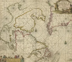 Pamono Antique Sea Chart of Hudson Bay and Arctic Canada by Van Keulen, 1681> Wall Decor