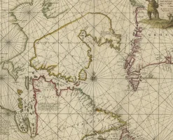 Pamono Antique Sea Chart of Hudson Bay and Arctic Canada by Van Keulen, 1681><noscript><img width=