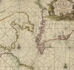 Pamono Antique Sea Chart of Hudson Bay and Arctic Canada by Van Keulen, 1681><noscript><img width=