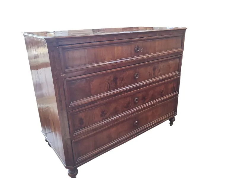 Pamono Antique Secretaire with Drop-Leaf Top Drawer and Internal Drawers in Briar Root, 1890