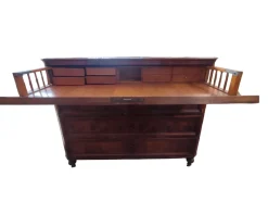 Pamono Antique Secretaire with Drop-Leaf Top Drawer and Internal Drawers in Briar Root, 1890
