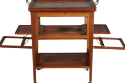 Pamono Antique Serving Trolley with Automatic Pull-Out Removable Tray in Mahoganyy 1900s> Serving Bar Carts & Trolleys