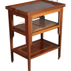 Pamono Antique Serving Trolley with Automatic Pull-Out Removable Tray in Mahoganyy 1900s><noscript><img width=
