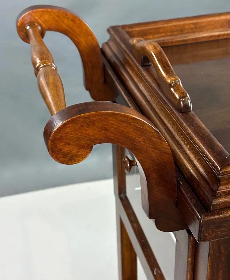 Sale Pamono Antique Serving Trolley with Folding Side Panels and Removable Tray, 1920s