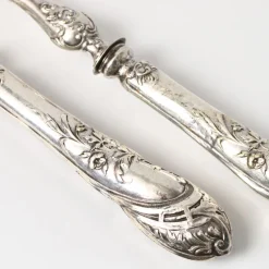 Pamono Antique Silver and Faux Ivory Salad Serving Set, 1890s, Set of 2><noscript><img width=