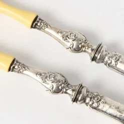 Pamono Antique Silver and Faux Ivory Salad Serving Set, 1890s, Set of 2><noscript><img width=