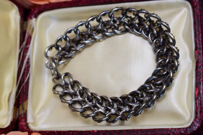 Pamono Antique Silver and Rose Gold Link Bracelet, 1890s> Bracelets