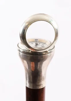 Pamono Antique Silver and Snakewood Watch Opera Cane, 1800s><noscript><img width=