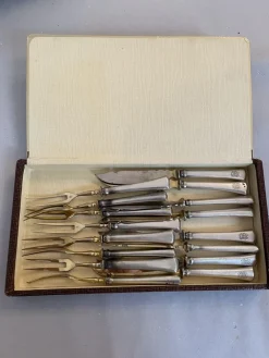 Pamono Antique Silver Fruit Cutlery Set by Alfred Pollak, Set of 16> Cutlery & Serving Utensils