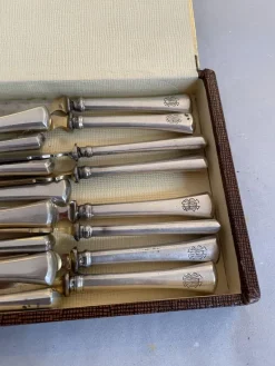 Pamono Antique Silver Fruit Cutlery Set by Alfred Pollak, Set of 16><noscript><img width=