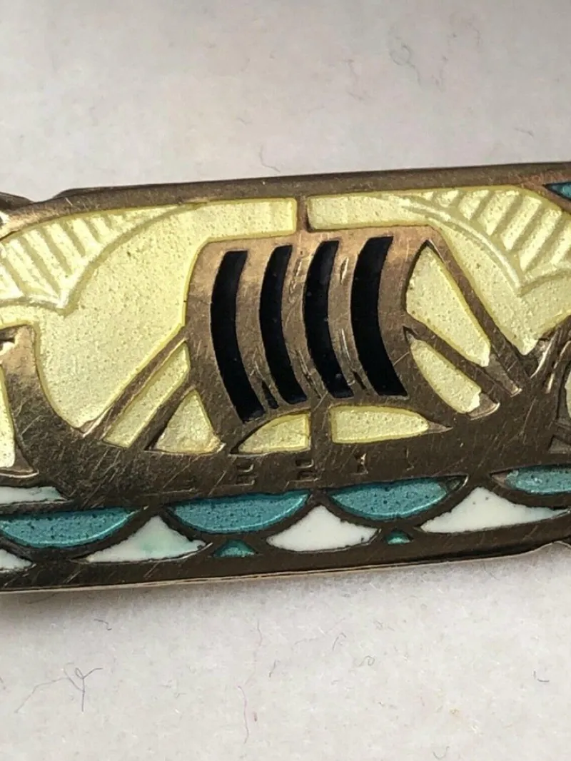 Pamono Antique Silver Gilt and Enamel Viking Ship Brooch by Gustav Gaudernack, 19th Century> Brooches