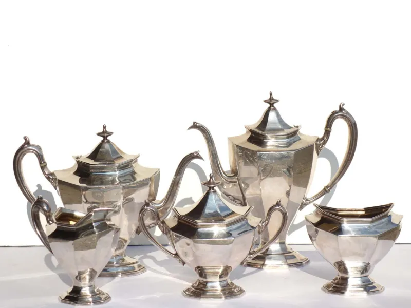 Pamono Antique Silver Plated Tea and Coffee Set from Reed & Barton, Set of 5> Coffee & Tea Service