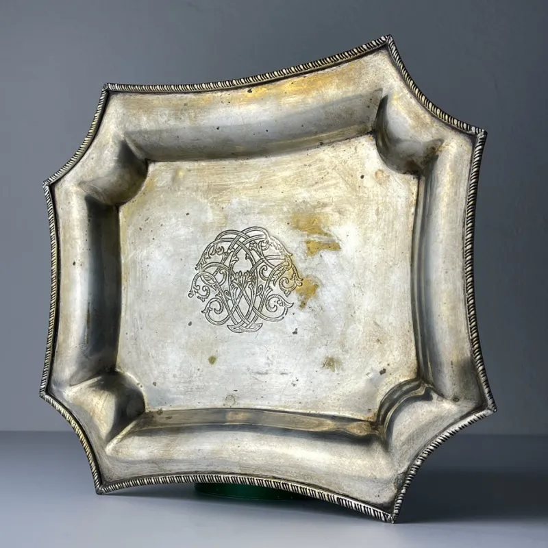 Pamono Antique Silver Plated Tray by Queen Victoria Sheffield, 1890s> Trays