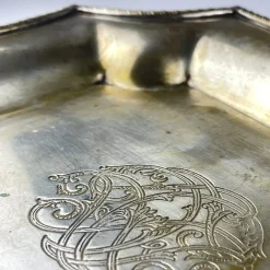 Pamono Antique Silver Plated Tray by Queen Victoria Sheffield, 1890s><noscript><img width=