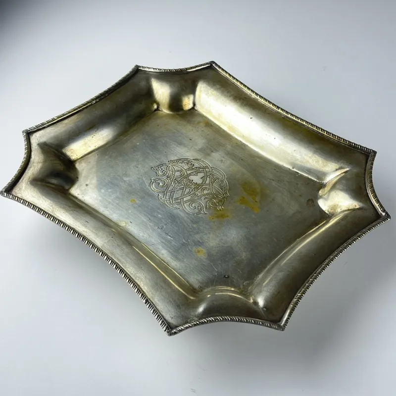 Pamono Antique Silver Plated Tray by Queen Victoria Sheffield, 1890s> Trays