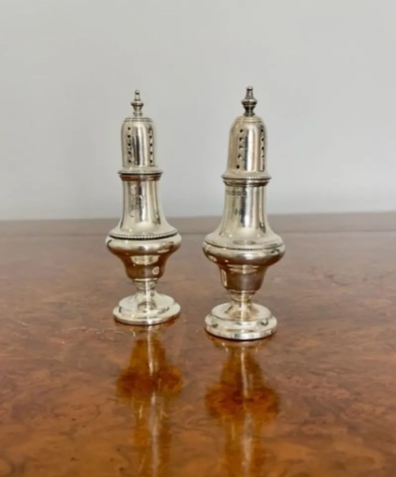 Pamono Antique Silver Salt & Pepper Pots, 1910s, Set of 2