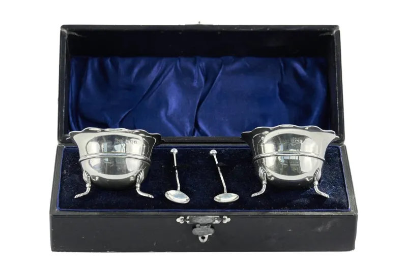 New Pamono Antique Silver Salt Shakers, 1906, Set of 2
