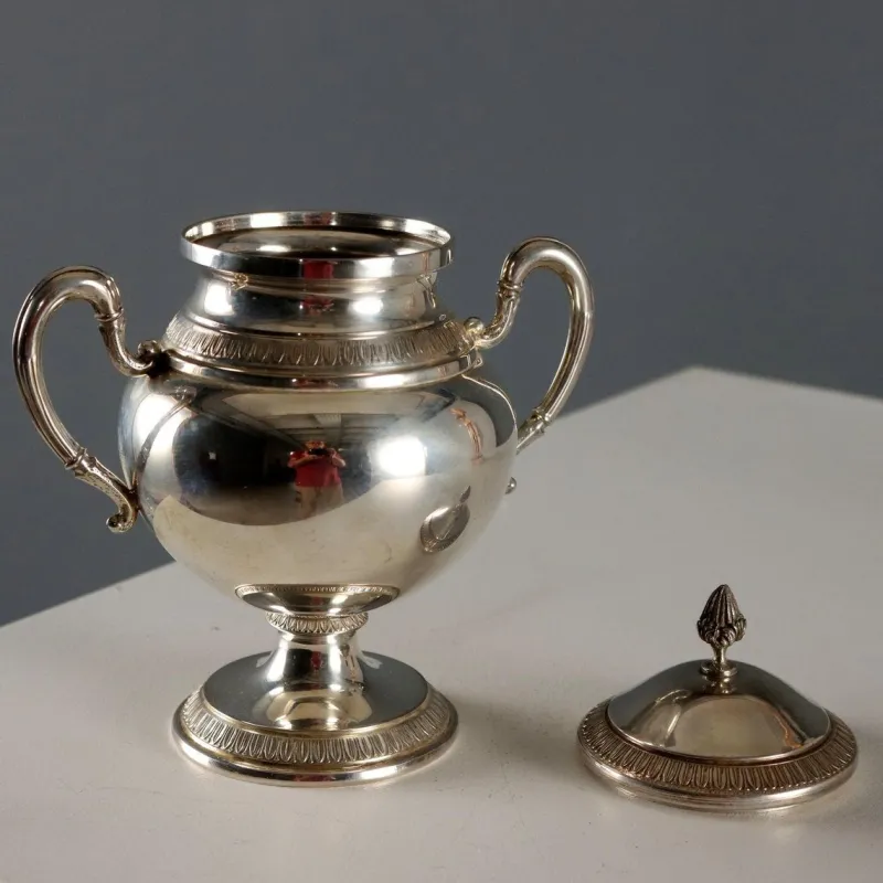 Pamono Antique Silver Sugar Bowl, Italy, 20th Century> Coffee & Tea Service