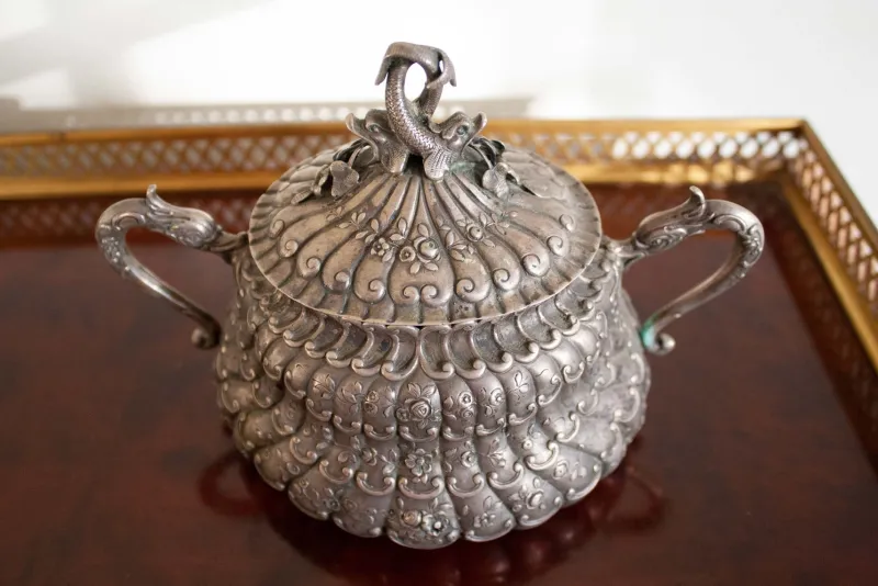 Outlet Pamono Antique Silver Sugar Bowl