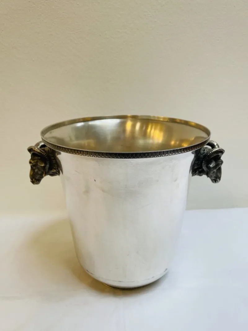 Pamono Antique Silver-Plated Champagne Cooler with Handles, 1930s> Ice Buckets & Wine Coolers