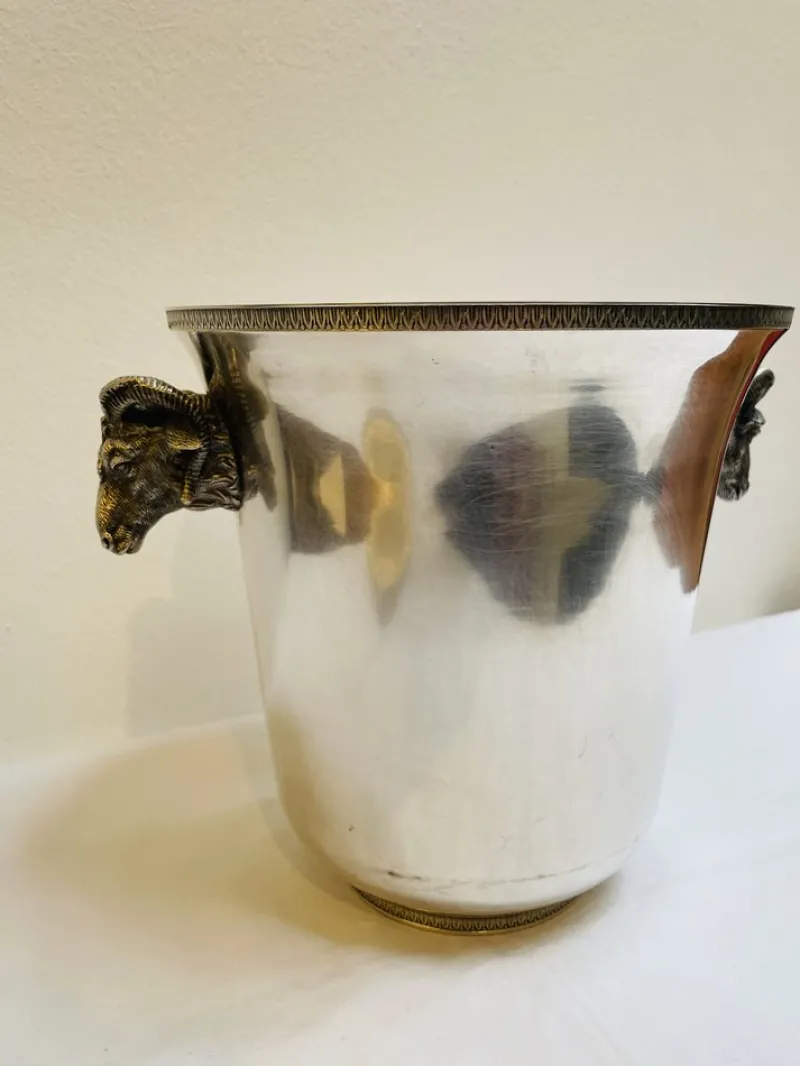 Pamono Antique Silver-Plated Champagne Cooler with Handles, 1930s> Ice Buckets & Wine Coolers