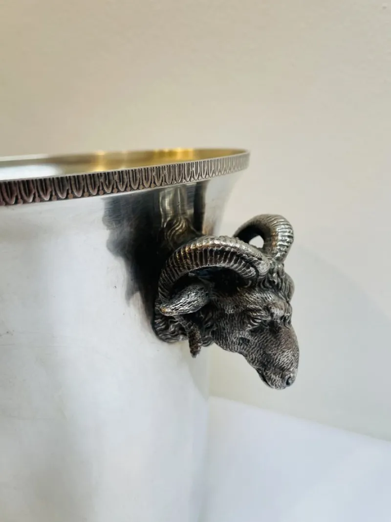 Pamono Antique Silver-Plated Champagne Cooler with Handles, 1930s> Ice Buckets & Wine Coolers