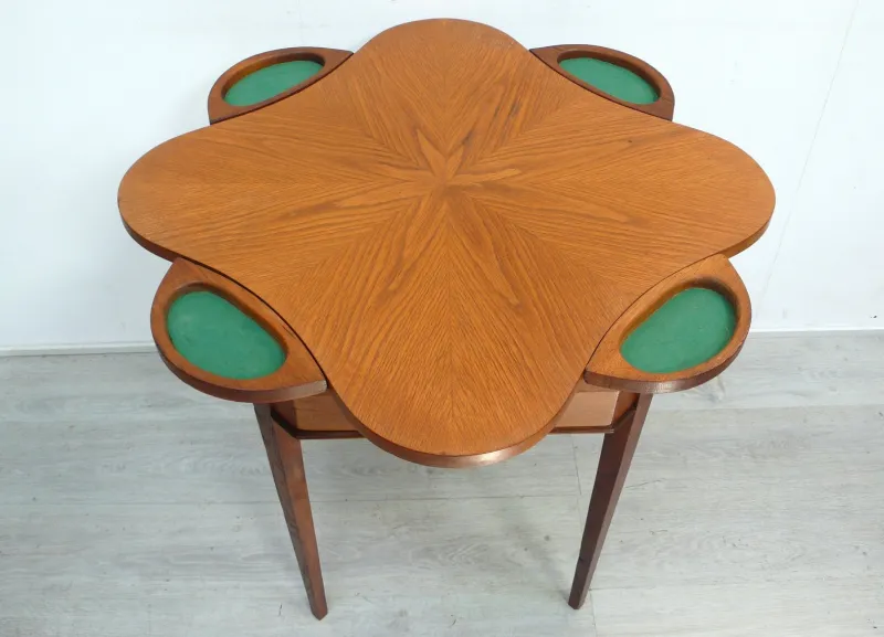 Pamono Antique Small Game Table and Tea Table in Oak Wood, 1900s