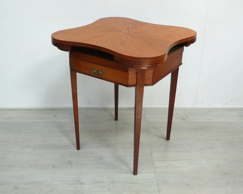 Pamono Antique Small Game Table and Tea Table in Oak Wood, 1900s