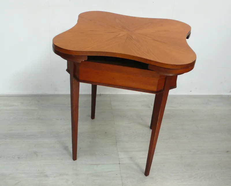 Pamono Antique Small Game Table and Tea Table in Oak Wood, 1900s