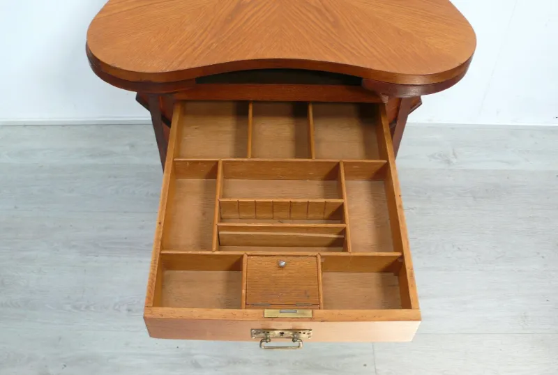Pamono Antique Small Game Table and Tea Table in Oak Wood, 1900s