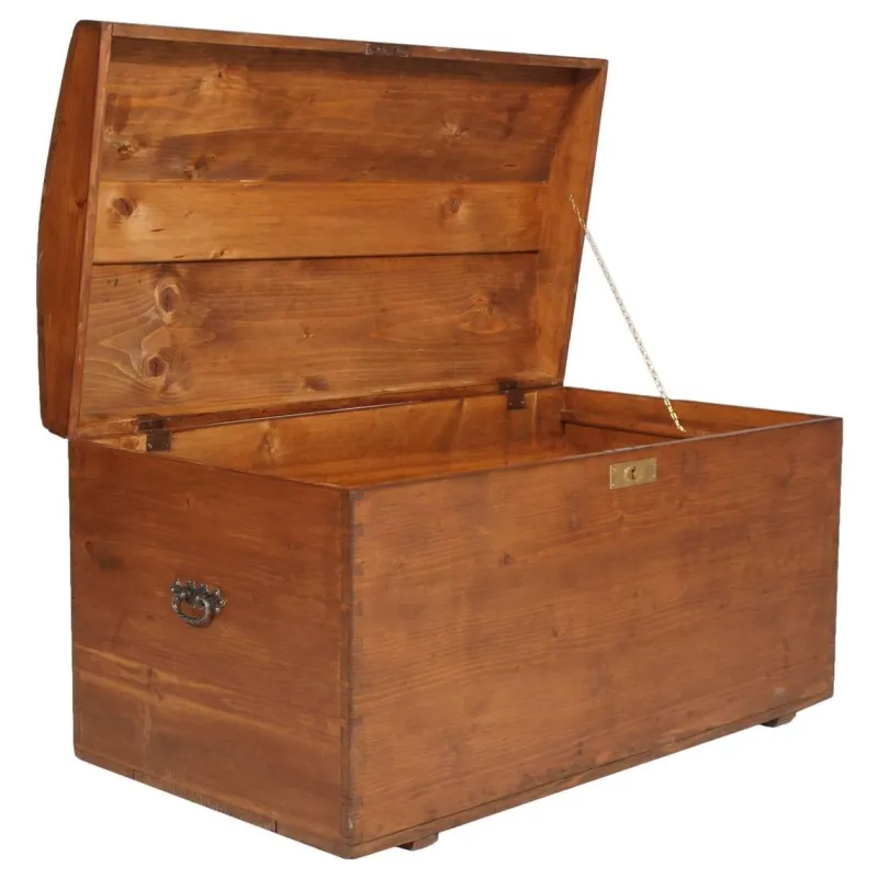 Pamono Antique Solid Pine Traveling Trunk> Trunks Crates & Baskets